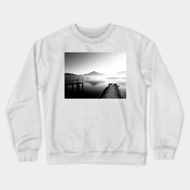 Mondsee with morning fog Crewneck Sweatshirt by Offiinhoki